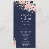 ネイビー銅幾何学的な水の色の結婚フローラ プログラム (正面/裏面)