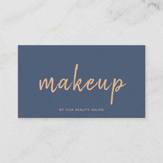 ネイビー銅金ゴールドメイクアップアーティストタイポグラフィテンプレート 名刺 (正面)