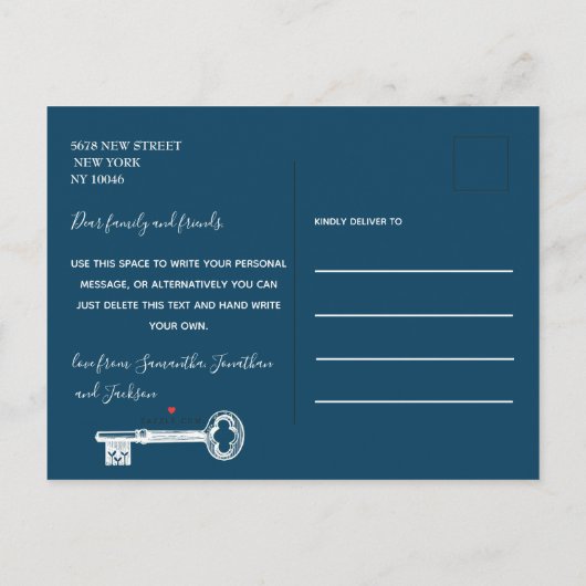 ネイビー鍵写真を移動のお知らせ 案内ポストカード (裏面)