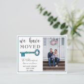 ネイビー鍵写真を移動のお知らせ 案内ポストカード (スタンド正面)