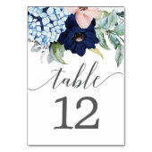 ネイビー開花テーブ結婚ルカードのテーブル番号 テーブルナンバー (裏面)