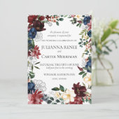 ネイビー開花フローラフレ結婚ーム 招待状 (スタンド正面)