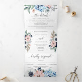 ネイビー開花結婚ズ三折招待状RSVP 三つ折り招待状 (内部)