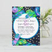 ネイビー離れバタフフローラの水結婚色 招待状 (スタンド正面)