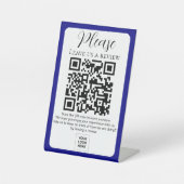 ネイビー離れブルーはレビューQRコードペデスタル記号 台座サイン (正面)