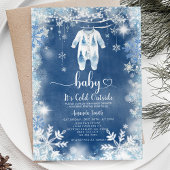 ネイビー雪の冬の赤ちゃんシャワーの外で寒さ 招待状