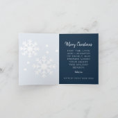 ネイビー雪素朴の夜の風景クリスマスカード サンキューカード (内部)