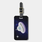 ネイビー飛んでいるブルーミルキーウェイ銀河系のスターソーサー ラゲッジタグ (正面縦)