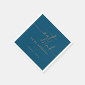 ネイビー食べブルー金ゴールドドリンク結婚したは結婚? スタンダードカクテルナプキン (角)