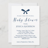 ネイビー魅力的ブルーホワイトボーイズ赤ちゃんシャワー 招待状 (正面)