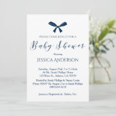 ネイビー魅力的ブルーホワイトボーイズ赤ちゃんシャワー 招待状 (スタンド正面)