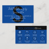 ネイビー黒歯ホワイトニングのアフターケアのヒント 名刺 (正面/裏面)