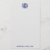 ネイビー3イニシャルつる植物スクリプトモノグラムB&G DIY BG 便箋 (正面)