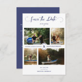 ネイビー4カスタム枚の写真ミニマリスト結婚コラージュ (正面/裏面)