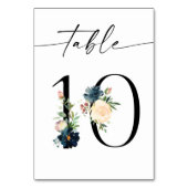ネイビー、ほこりっぽいブルー、ピンクのフローラテーブル番号10 テーブルナンバー (裏面)