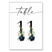 ネイビー、ほこりっぽいブルー、ピンクのフローラテーブル番号11 テーブルナンバー (正面)