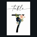 ネイビー、ほこりっぽいブルー、ピンクのフローラテーブル番号7 テーブルナンバー<br><div class="desc">ネイビー結婚、ほこりっぽいブルー&ピンクのフローラテーブル番号カード、番号7。変更可能な番号でも利用可能。コレクションをチェックして、以下を参照する： https://www.zazzle.com/collections/navy_dusty_blue_pink_blush_floral_invitations-119375130976041409?rf=238937196885903396</div>