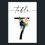 ネイビー、ほこりっぽいブルー、ピンクのフローラテーブル番号7 テーブルナンバー<br><div class="desc">ネイビー結婚、ほこりっぽいブルー&ピンクのフローラテーブル番号カード、番号7。変更可能な番号でも利用可能。コレクションをチェックして、以下を参照する: https://www.zazzle.com/collections/navy_dusty_blue_pink_blush_floral_invitations-119375130976041409?rf=238937196885903396</div>