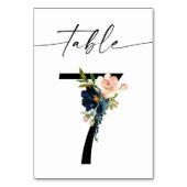 ネイビー、ほこりっぽいブルー、ピンクのフローラテーブル番号7 テーブルナンバー (裏面)