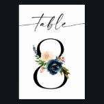 ネイビー、ほこりっぽいブルー、ピンクのフローラテーブル番号8 テーブルナンバー<br><div class="desc">あなたのネイビ結婚ー、ほこりっぽいブルー&ピンクのフローラテーブル番号カード、番号8。変更可能な番号でも利用可能。コレクションをチェックして、以下を参照する: https://www.zazzle.com/collections/navy_dusty_blue_pink_blush_floral_invitations-119375130976041409?rf=238937196885903396</div>