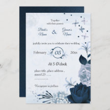 ネイビー&ほこりっぽい青い花ボタニ結婚ーズ