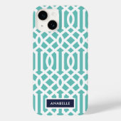 ネイビー&アクアトレリスモノグラム Case-Mate iPhoneケース (裏面)