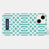 ネイビー&アクアトレリスモノグラム Case-Mate iPhoneケース (裏面 (横))