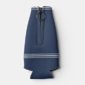 ネイビー&アクア素朴魚釣りキャビンパーソナライズされた ボトルクーラー (裏面)