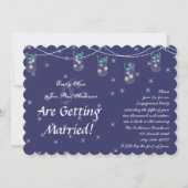 ネイビー アクア イエロー フラワー メイソンジャーエンゲージパーティー 招待状 (正面)