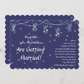 ネイビー アクア イエロー フラワー メイソンジャーエンゲージパーティー 招待状 (正面/裏面)