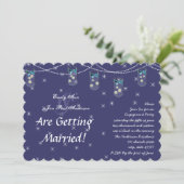 ネイビー アクア イエロー フラワー メイソンジャーエンゲージメントパーティー 招待状 (スタンド正面)