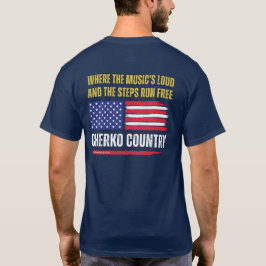 (ネイビー) アメリカ国旗 / 音楽が大きくてステップが自由に走る Tシャツ