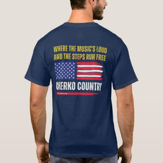 (ネイビー) アメリカ国旗 / 音楽が大きくてステップが自由に走る Tシャツ