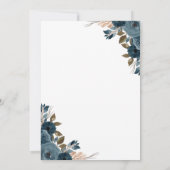 ネイビー アルコール インク フローラル バックグラウンド ウェディング 招待状 (裏面)