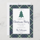 ネイビー・アンド・グリーン・タータンチェック・プレイド、クリスマス・パーティー 招待状 (正面)