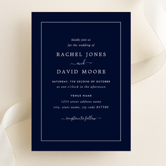 ネイビー・アンド・ホワイトモダン結婚式招待状 招待状