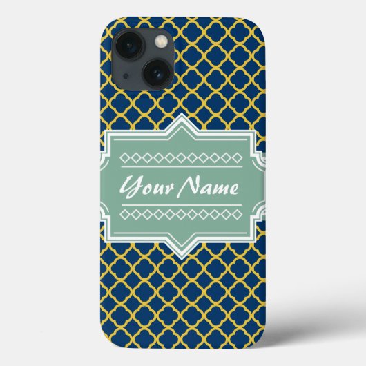 ネイビー・アンド・ミントクローバー パーソナライズされた Case-Mate iPhoneケース (裏面)