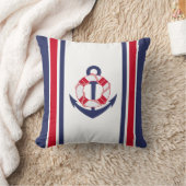 ネイビー・アンド・レッドいかり 航海の クッション (ブランケット)
