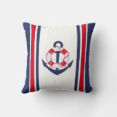 ネイビー・アンド・レッドいかり 航海の クッション (裏面)