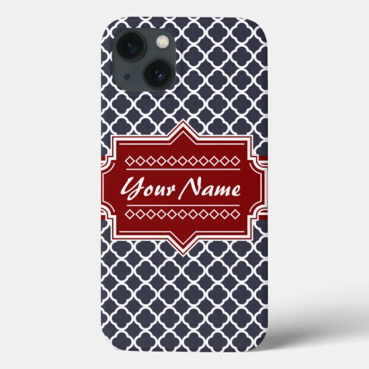ネイビー・アンド・レッドクローバー パーソナライズされた Case-Mate iPhoneケース (裏面)