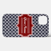 ネイビー・アンド・レッドクローバー パーソナライズされた Case-Mate iPhoneケース (裏面 (横))