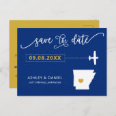 ネイビー・アーカンソーのウェディング日付マップを保存 ポストカード (正面/裏面)