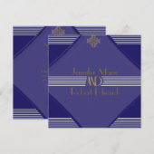 ネイビー アートデコ ポッシュ ウェディング 招待状 (正面/裏面)