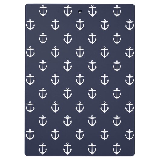 ネイビー&イエローいかりカスタムモノグラム クリップボード (裏面)