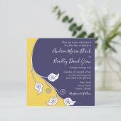 ネイビー&イエローつる植物結婚式招待状 招待状 (スタンド正面)