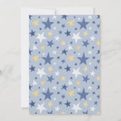 ネイビー&イエローウィンタースターズパーソナライズされたベビーショーウ 招待状 (裏面)