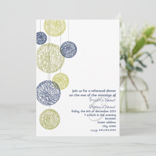 ネイビー&イエロートワイングローブリハーサルディナー 招待状 (スタンド正面)