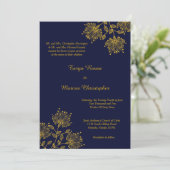 ネイビー/イエローフローラ5x7結婚式招待状 招待状 (スタンド正面)