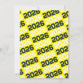 ネイビー&イエローモダン卒業写真の発表 招待状 (裏面)