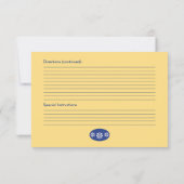 ネイビー&イエローレトロキッチンブライダルレシピカード (裏面)